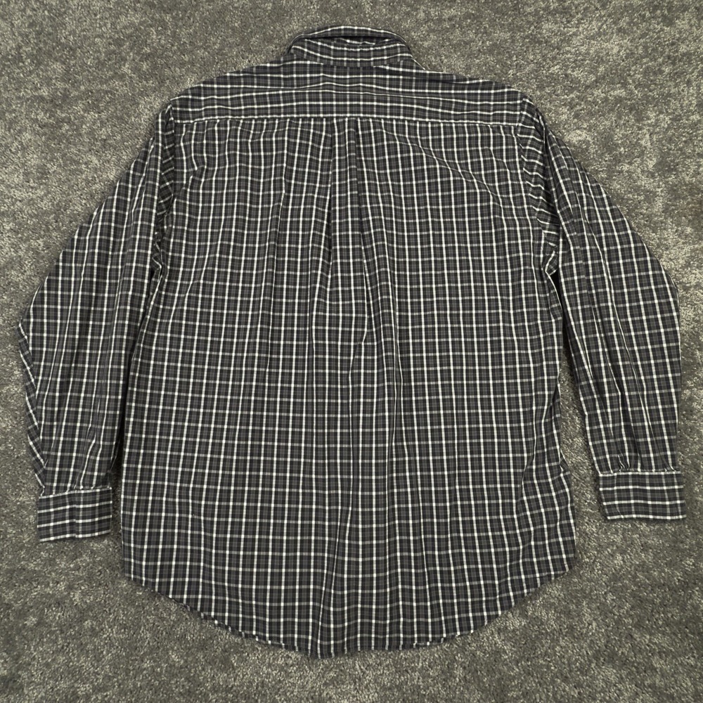 Brooks Brothers 346 Shirt Men's Large Black Gray Plaid  L/S Button Up Down - Picture 5 of 7